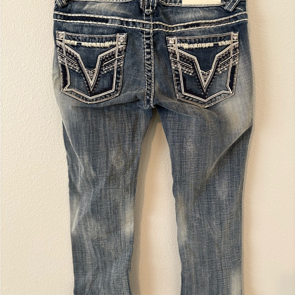 Vigoss Blue Ankle Cropped Jeans with Distressed Look - Picture 3 of 4